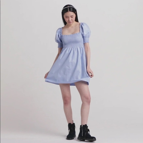 Hill House Home Athena Nap Dress Light Blue Glitter Check - Picture 3 of 6